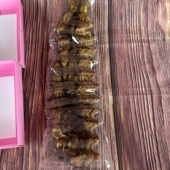 New Honey Blonde Deep Wave Human Braiding Hair 100g 18 Inch No Weft 2 bundles